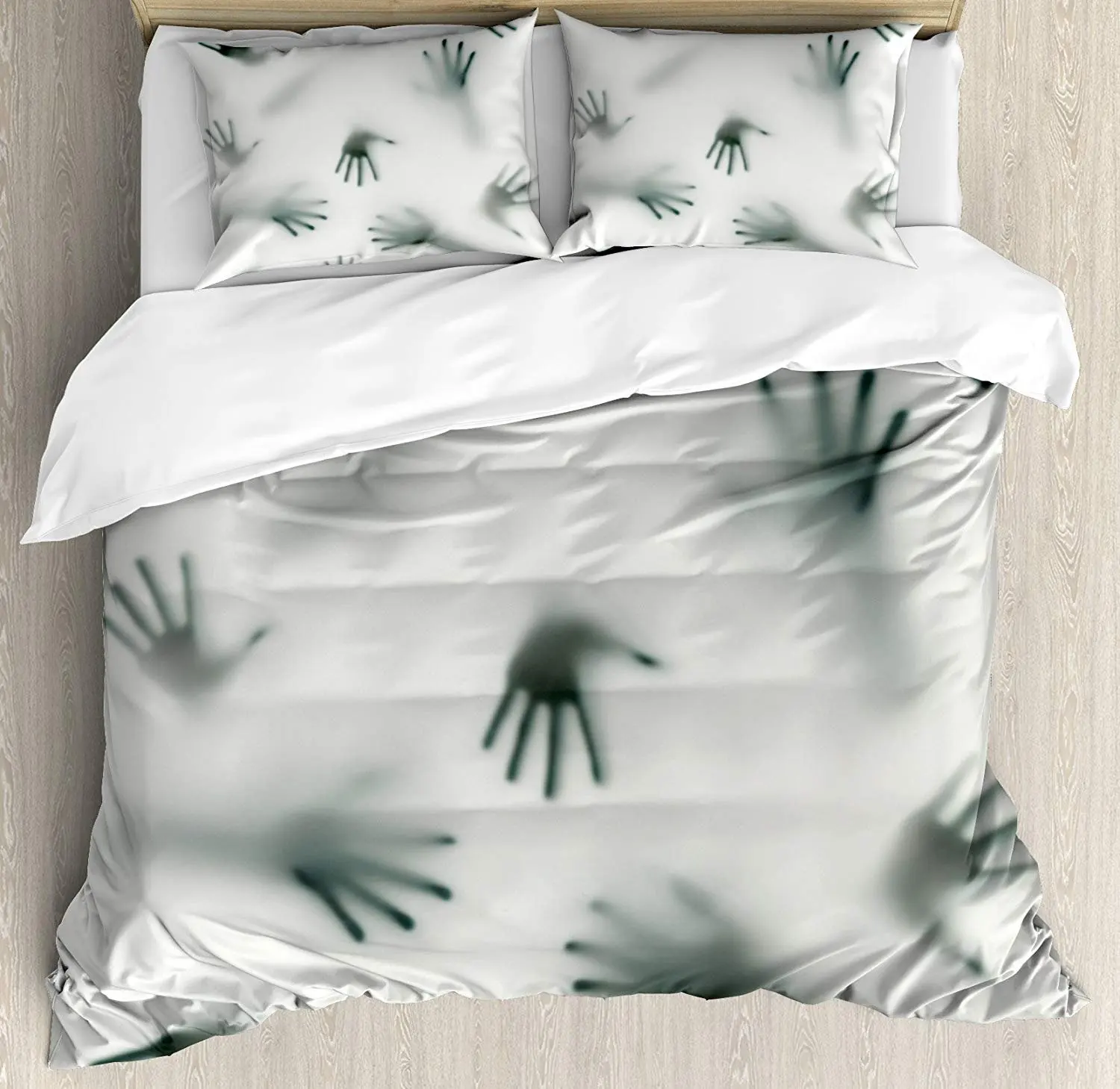 

Horror House Bedding Set Frightening Hands Arms Ghost Shadow Alien Spirit Touch Mist Strangers Work Duvet Cover Pillowcase