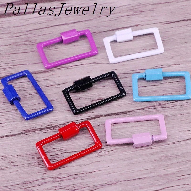 

6Pcs, Mix Color Enamel Rectangle Clasps Copper Connector Lock Carabiner For Jewelry Making