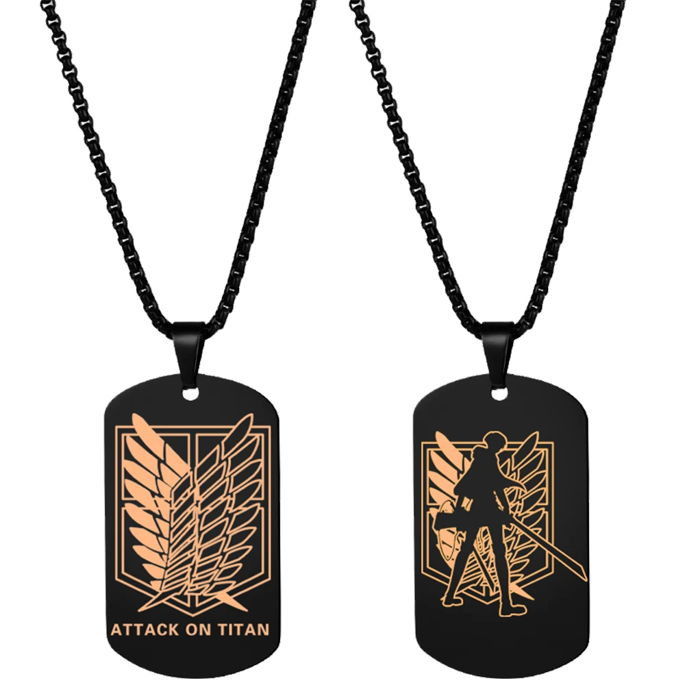 

Anime Attack on Titan Eren Levi Cosplay Pendant Military Dog Tag Shingeki No Kyojin Necklace Fashion Engraving Identity Card
