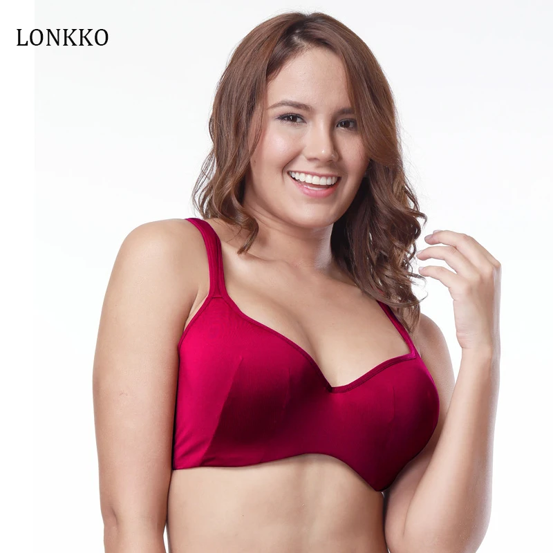 Однотонные бюстгальтеры красного цвета больших размеров женское Бесшовное