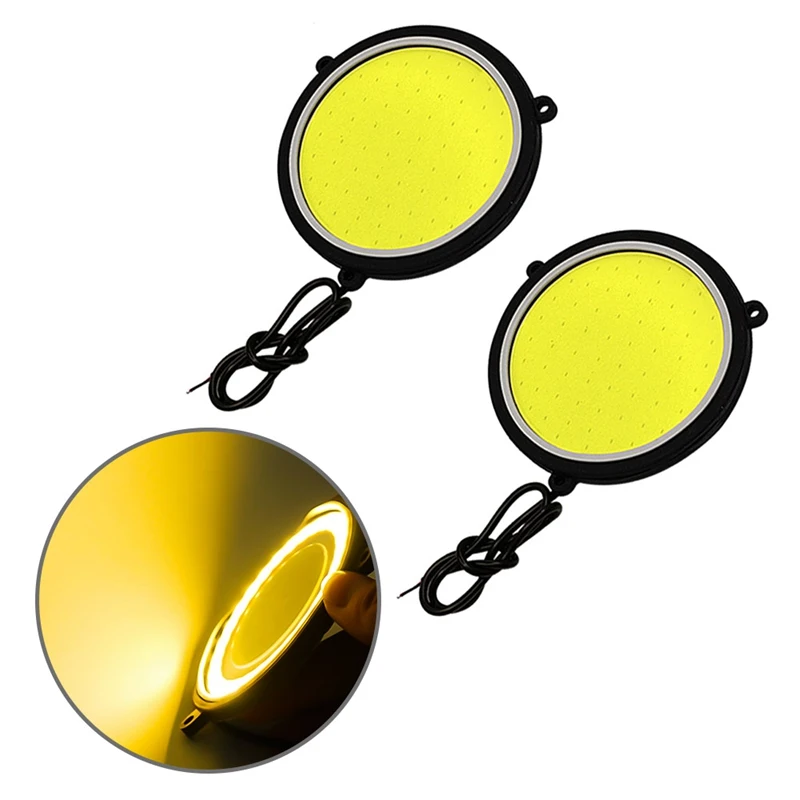 

2Pcs Car White LED Daytime Running Lights High Power Round Shape COB Lights Bulbs for Auto Fog Lamp Trunk Light