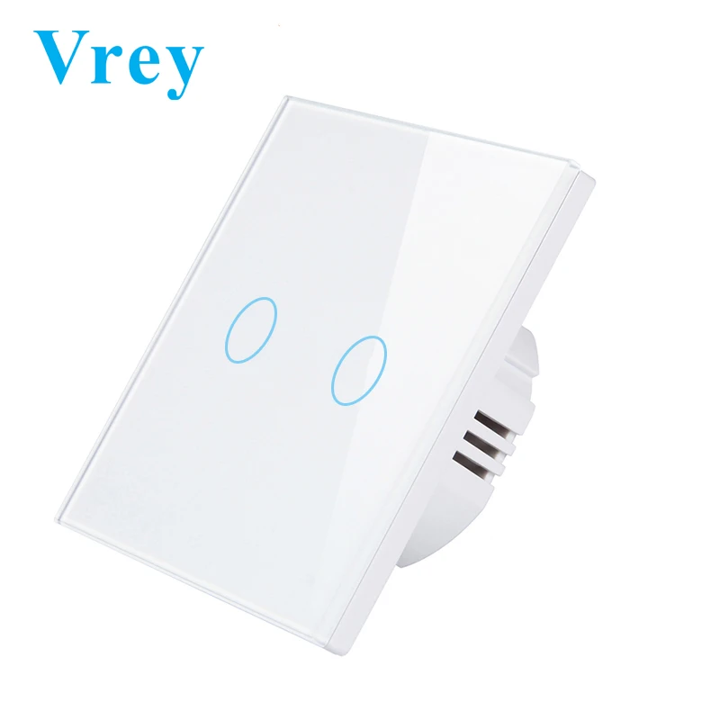 VR-TS-02 White Vrey ЕС стандартный сенсорный выключатель, прерыватель сенсорный выключатель, 1 банда 1 способ, AC110-220V выключатель света, настенный сенсорный выключатель - Цвет: VR-TS-02 White
