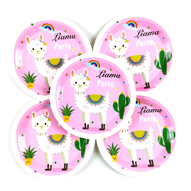 

10pcs/lot Alpaca Theme Plates Happy Birthday Events Party Tableware Supplies Baby Shower Decoration Kids Boys Favors Dishes