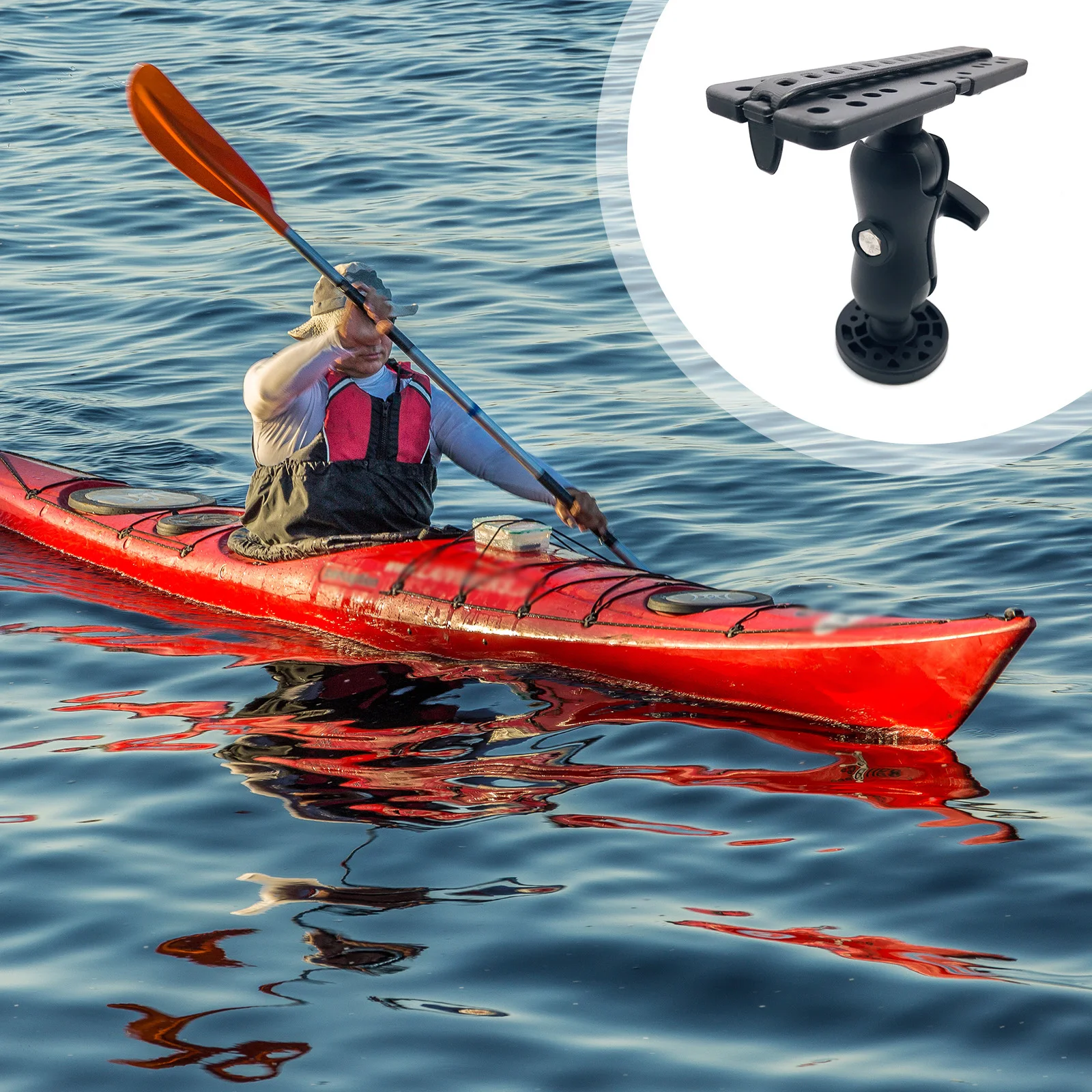 

360 Degree Swivel Mount With Fish Finder And Universal Mounting Plate Kayak Accessories Inner Hexagon Base