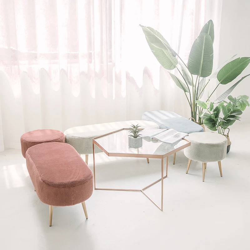 

Nordic shoe changing stool home door sofa stool light luxury bench end stool iron shoe stool