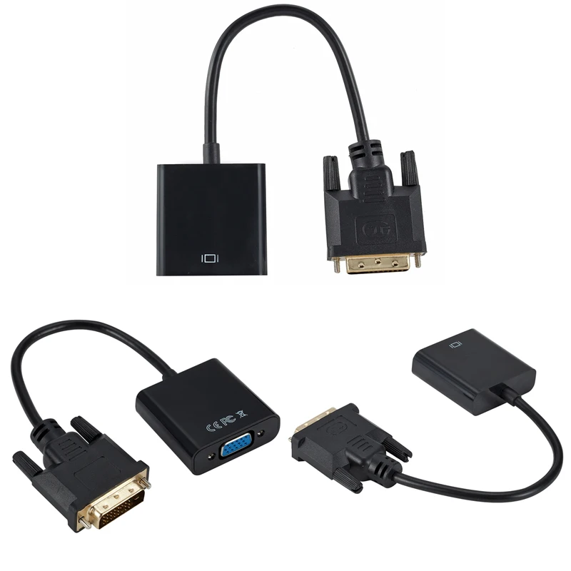 DVI Male to VGA Female Video Converter Adapter DVI 24+1 15 Pin DVI-D to VGA Adapter Cable 1080P
