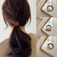 woman korean style wooden hair ring rubber band solid scruchies girls ponytail holders hair ties scrunchies elastic hairband