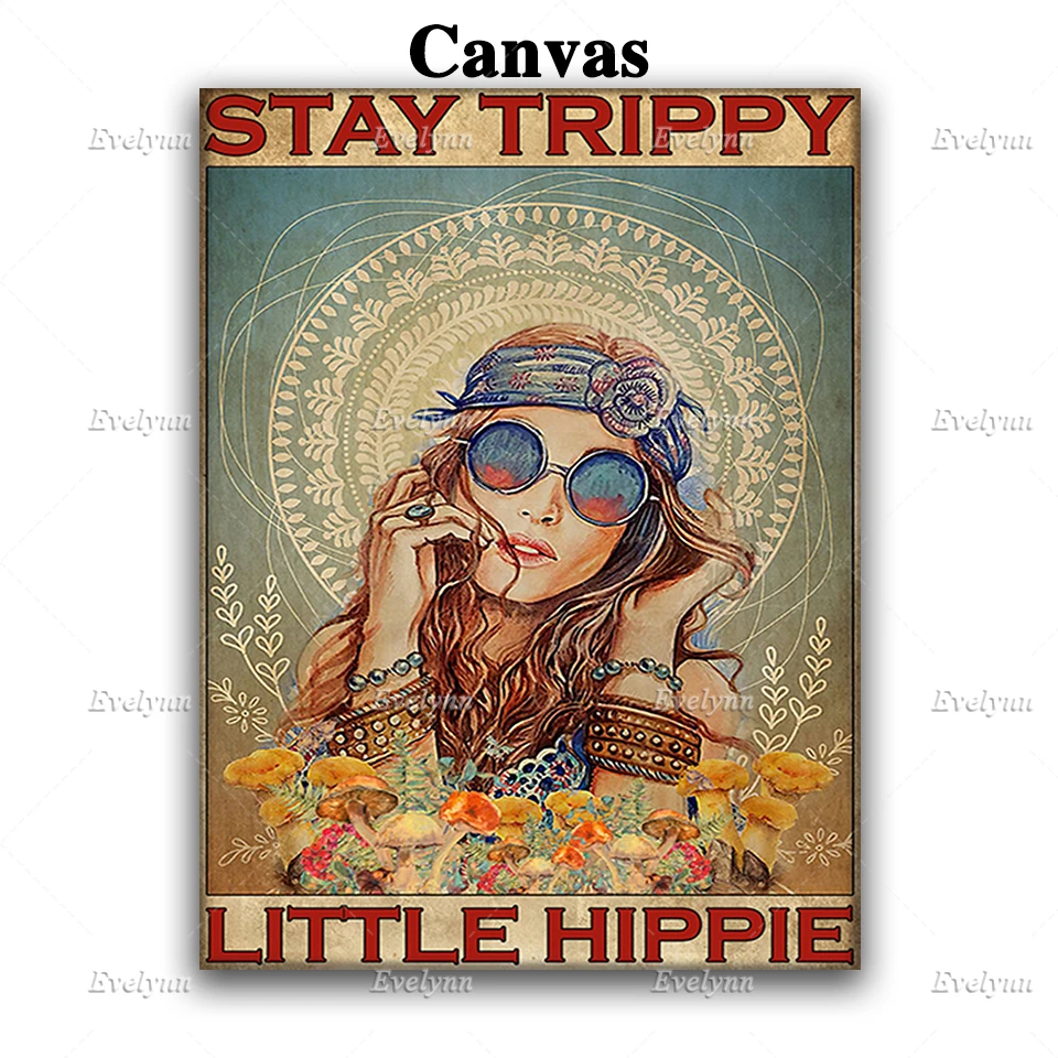 Постер в стиле ретро хиппи Girl Stay Trippy Little Hippie художественные принты на стену для