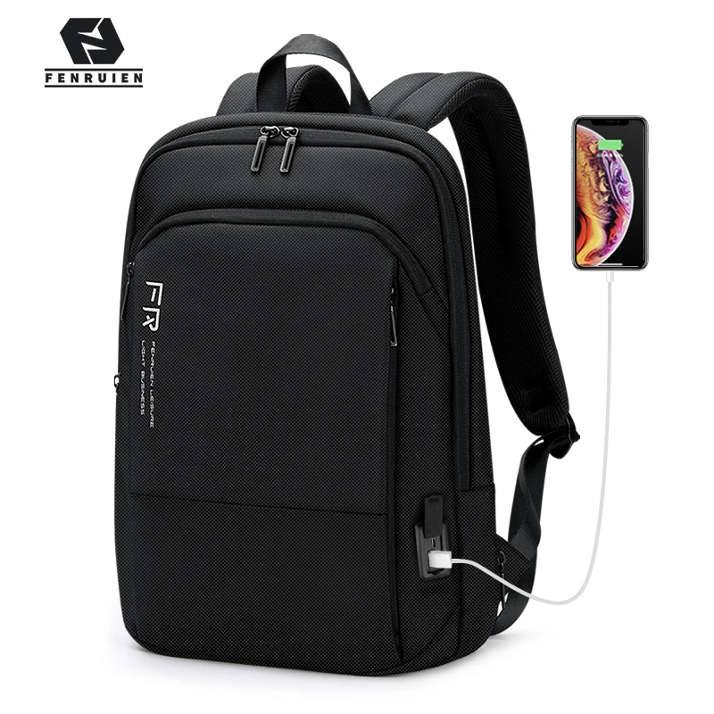 

Fenruien Men Backpack Business Expandable Backpacking 15.6 Inch Laptop Backpacks Travel Waterproof USB Charging Male School Bags