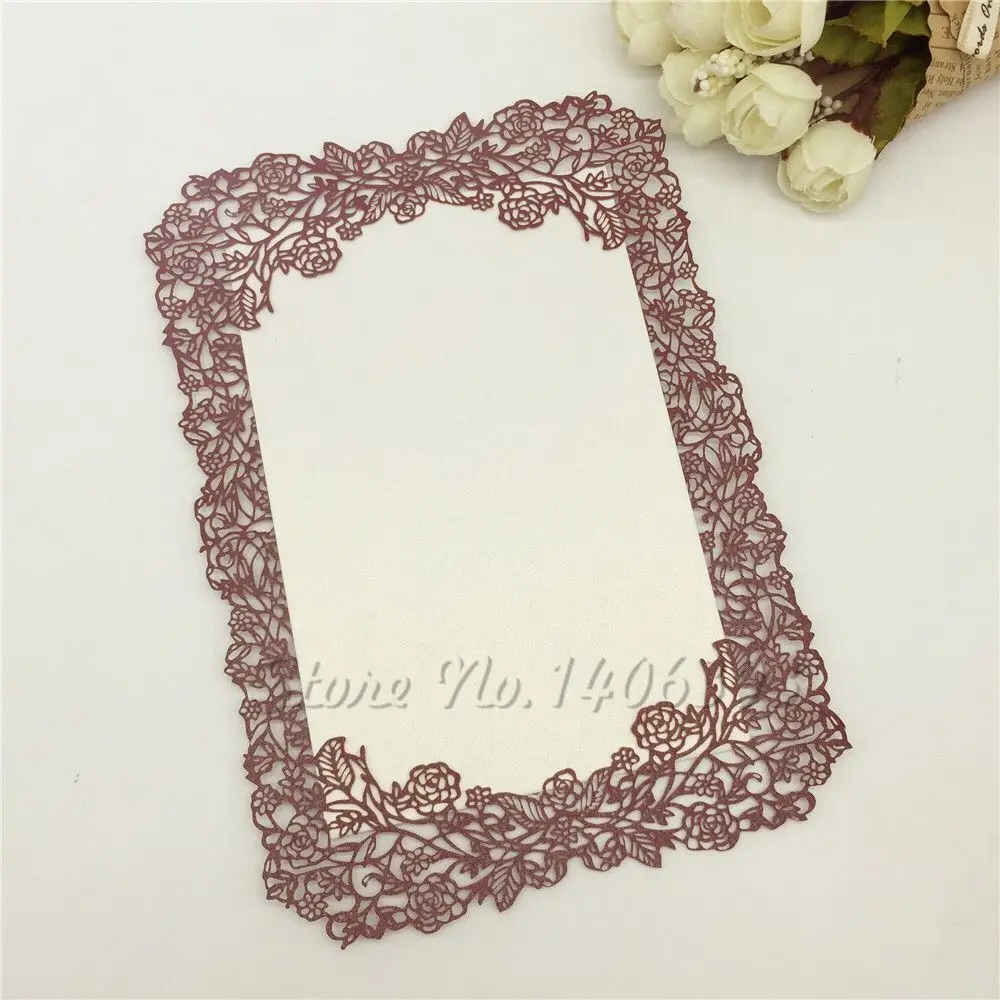 12x17 см 20 штук лазерная резка цветочный дизайн нежный бумажные Пригласительные