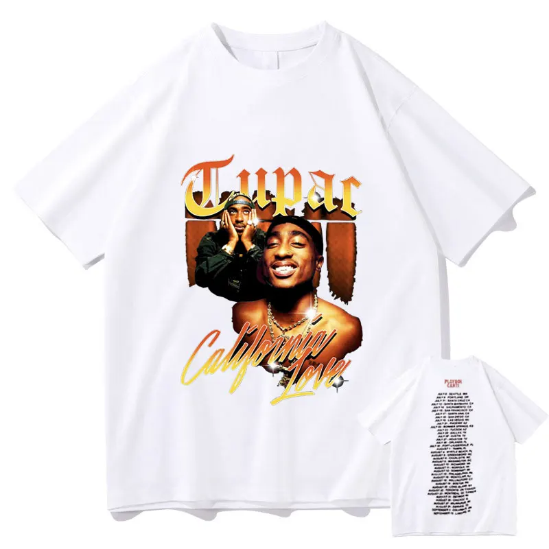 Awesome Tupac 2pac Rap Tshirt Oversized Harajuku Logo Print Tee Short Sleeve Regular Mens Quality Playboi Carti Hip Hop T Shirts