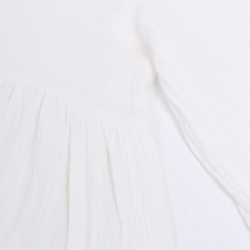 

Women Casual Ruffles Solid Loose Mini Dress Ladies O Neck Seven Sleeve Party Dress Summer Women Straight Dress