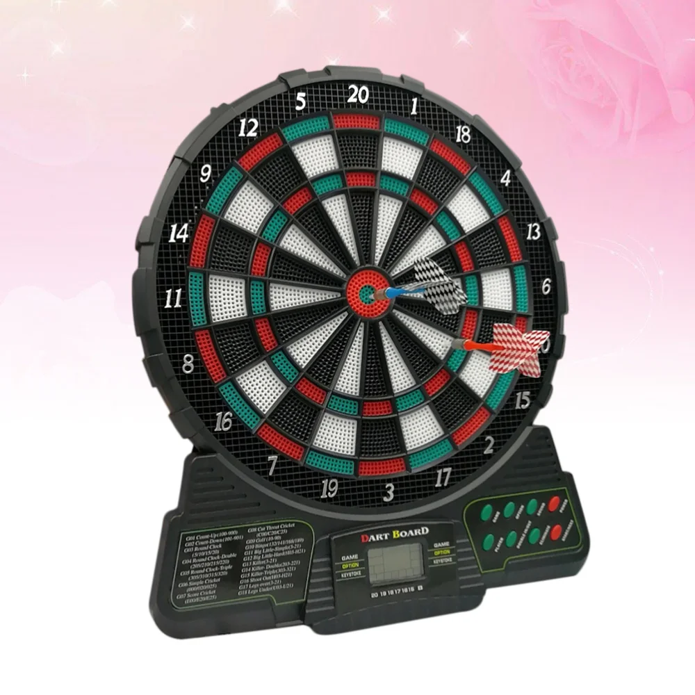 

Black Electronic Dart Game Set Automatic Scoring Dartboard and 6 Darts 18 Dart Tip without Batteries with Plug