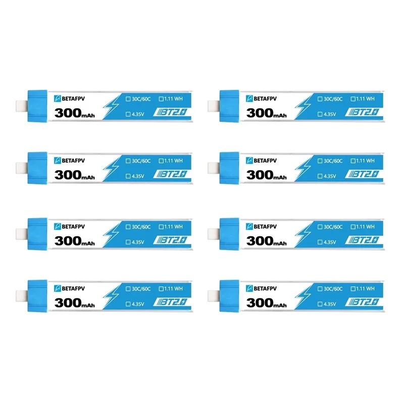 BETAFPV 8 шт BT2.0 300mAh 1S батарея 4 35 V 30C/60C FPV Lipo для Tiny Whoop бесщеточный Дрон как Meteor65