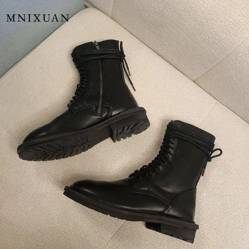 MNIXUAN/женские мотоциклетные ботинки Новинка 2019 года сезон осень Ботинки martin на