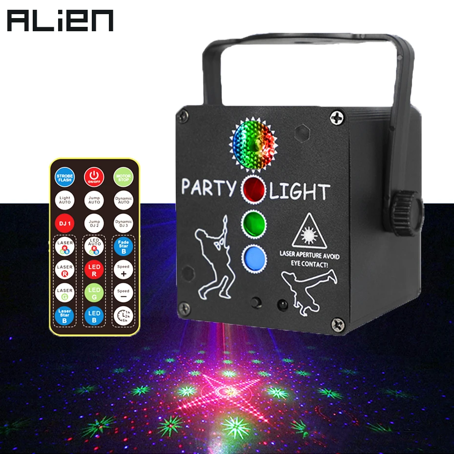 ALIEN Mini DJ диско РГБ лазерный Светильник проектор USB перезаряжаемые светодиодные