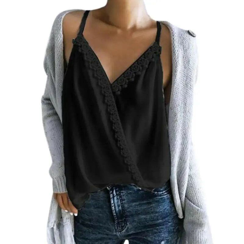 

Women Ladies V-Neck Sleeveless Camis Blouse Summer Casual Loose Shirt Tops Vest