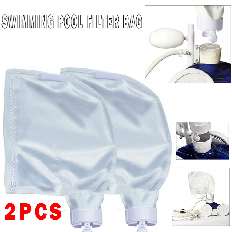 

2pcs Zipper Garbage Filter Bag Swimming Pool Cleaner For Collecting Fallen Leaves Bugs Twigs Sand And Silt