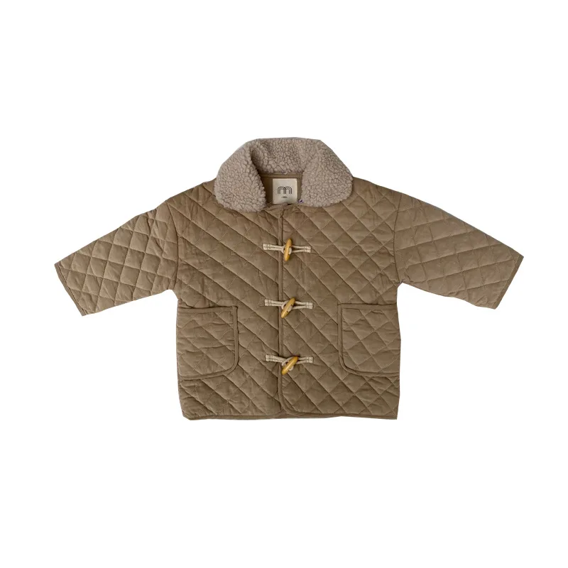 

WLG Boys Girls Parkas Kids Clothes Winter Beige Brown Velvet Thick Long Style Parkas Baby Warm Casual Clothes for 1-6 Years