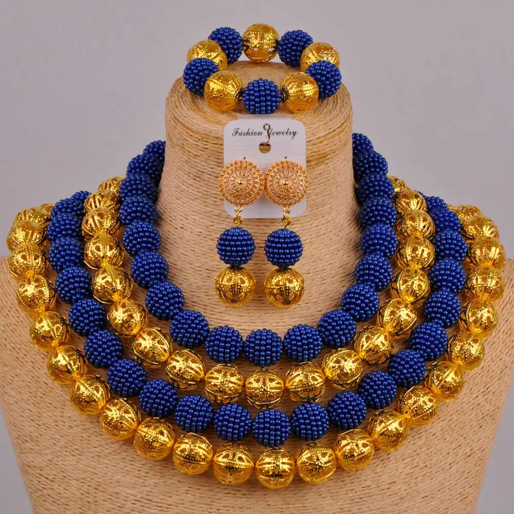 

royal blue jewelry set simulated pearl nigerian wedding african jewelry sets for women FZZ52