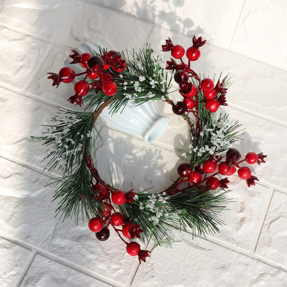 Искусственные ягодные ветки цветы рождественские украшения венок красный