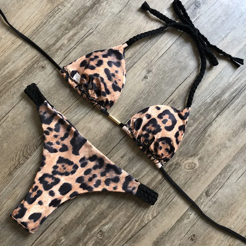 

Sexy Leopard Bikinis 2021 Micro Bikini Set Push Up Thong Biquini High Cut Swimwear Women Mini Swimsuit Female Bathing Suit