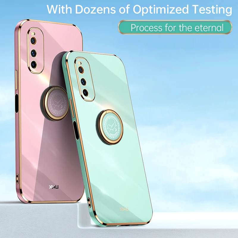

Покрытие чехол для телефона для VIVO IQOO NEO3, NEO5, Z3, Z3i, ударопрочное, с мягкими краями и задним фарфоровым кристаллом, с кольцом, вращающимся на 360 ...