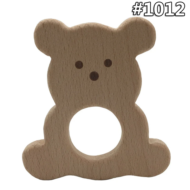 wood teether 1012 Мультфильм Дерево Прорезыватель чистый натуральный животные в форме детские зубные кольца для детей бук Прорезыватель девочка DIY кулон игрушки для новорожденных подарок - Цвет: wood teether 1012