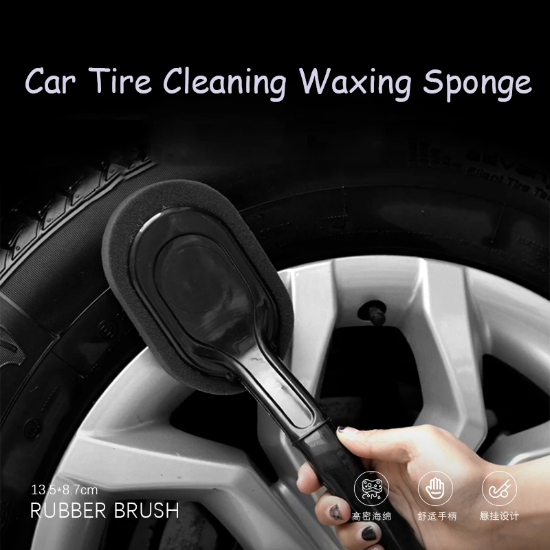 

Car Tire Brush Car Cleaning Sponge Long Handle Wheel Brush Waxing Polishing Sponge Wax Dressing Auto Accessories Paint Care