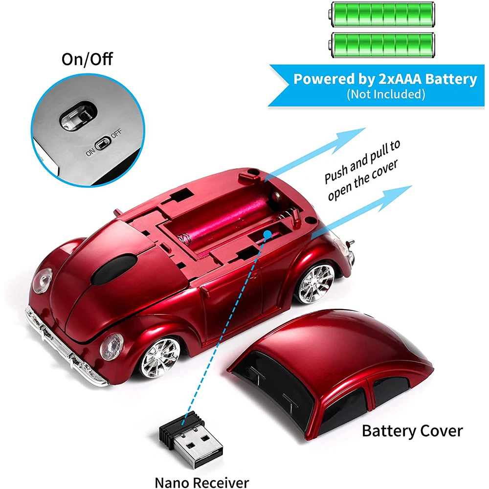 Беспроводная USB-мышь в форме автомобиля 2 4 ГГц 1600DPI |