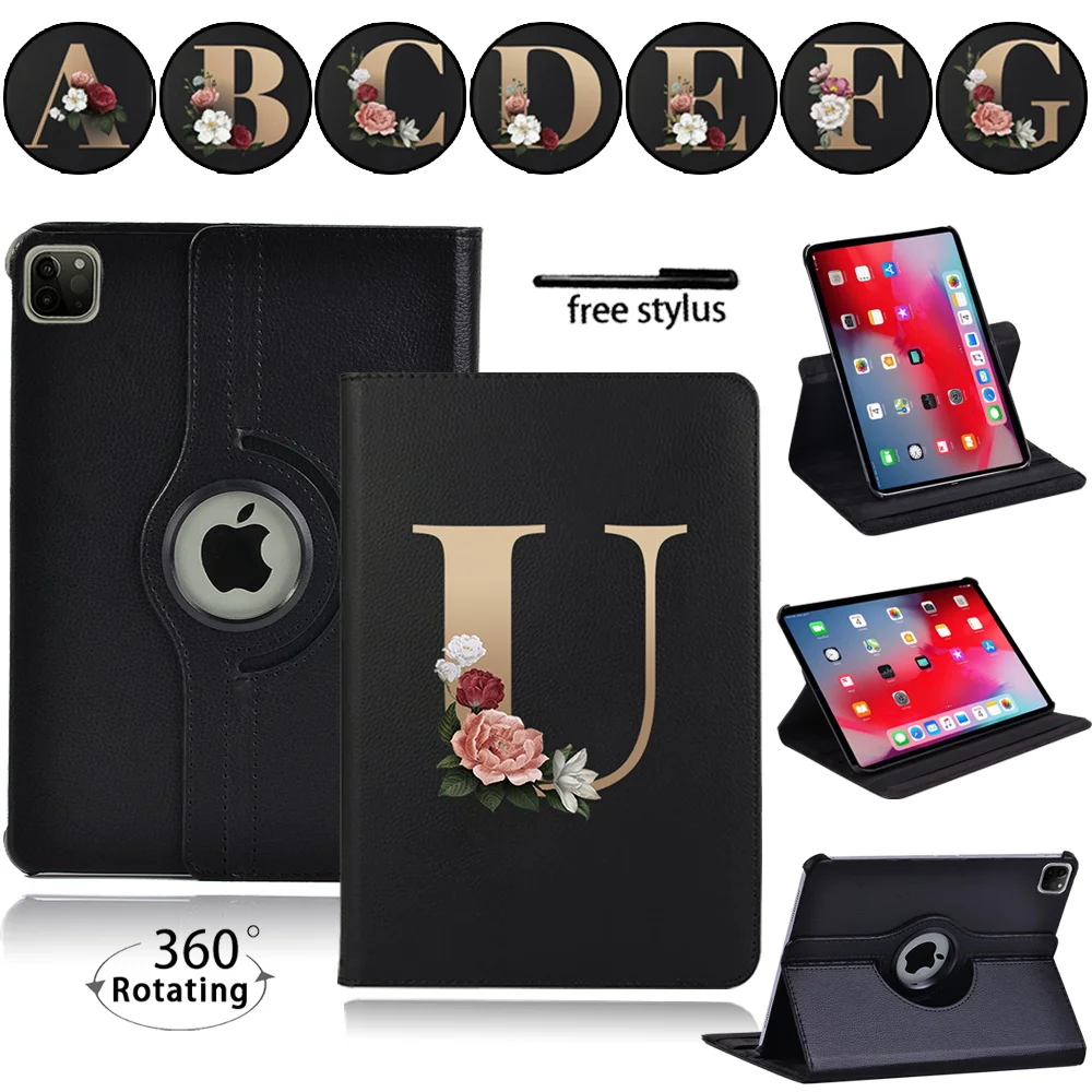 

For Apple IPad Pro 11/Pro 10.5 Inch/Pro 9.7 Inch 360 Rotating Tablet Case 26 Letter Anti-Drop Cover Case + Stylus