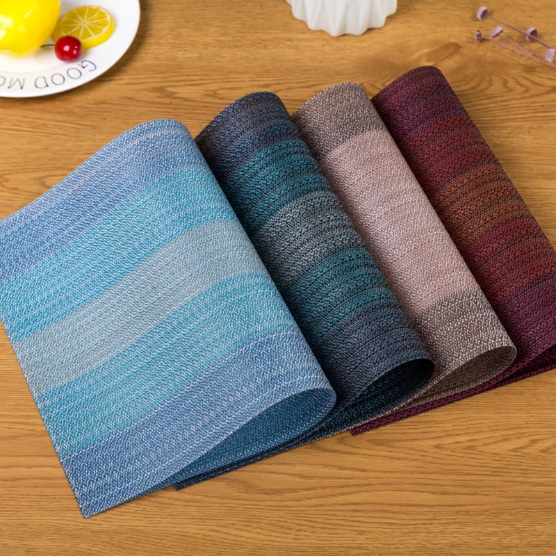 

4pcs/Lot Nordic Rectangle Stripe Placemat Waterproof Insulation High Quality PVC Placemat Use For Dining Table Restaurant Cover