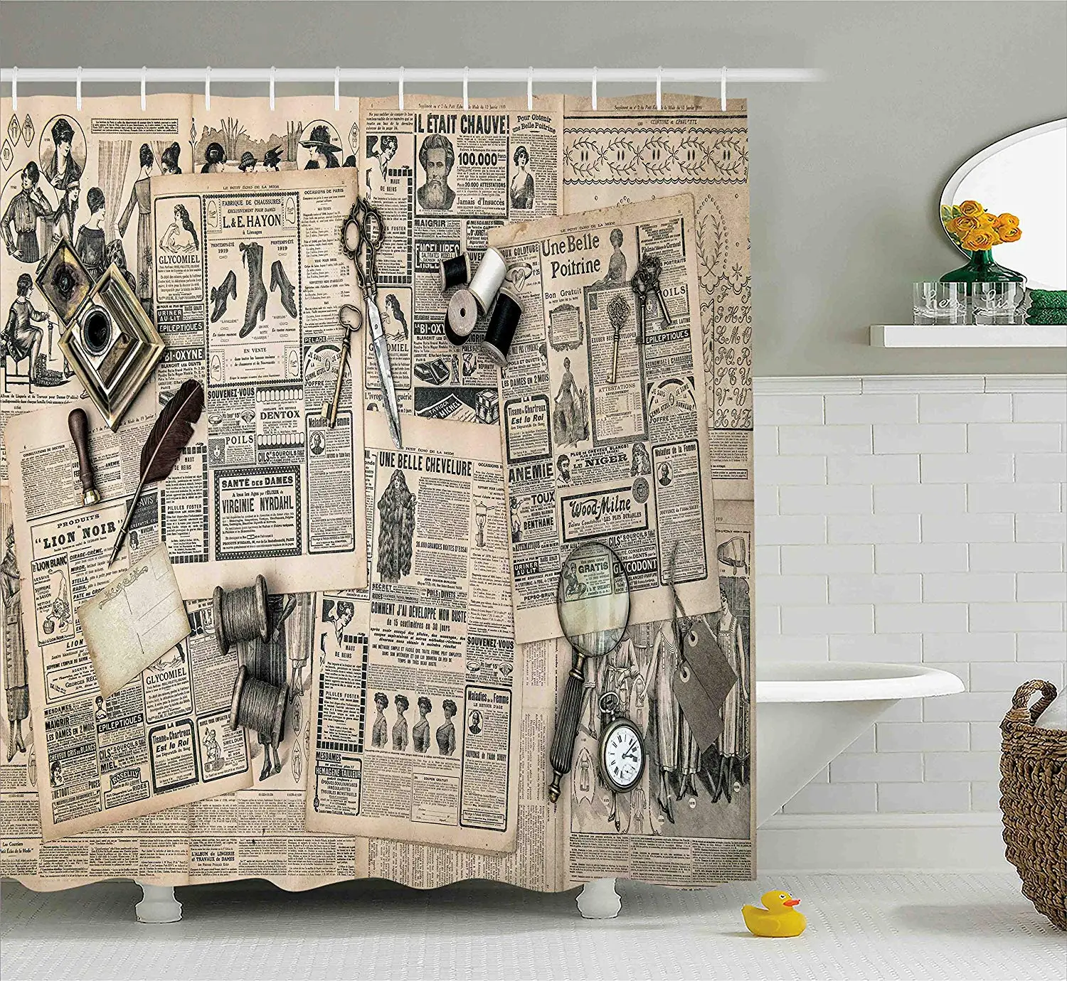 Декор часов занавеска для душа антикварные аксессуары дизайн старый модный