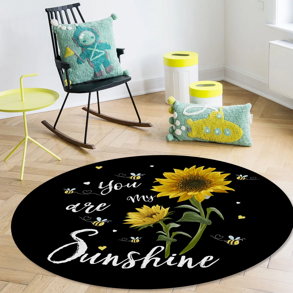 You Are My Sunshine Подсолнухи пчела круглые ковры для гостиной спальни кресла коврик