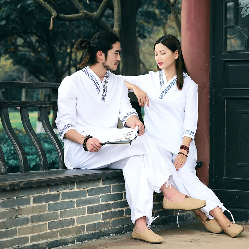 Весенний Мужской комплект для йоги свободные топы рубашки штаны с широкими