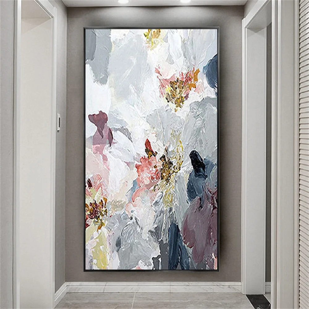 

Hand-painted beautiful oil painting Nordic abstract flower mural fashion canvas painting sofa wall artist home living room decor