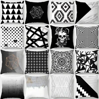 black cushion cover geometry letters print sofa pillow cases bedroom home decor car office decorative accessories 45x45cm