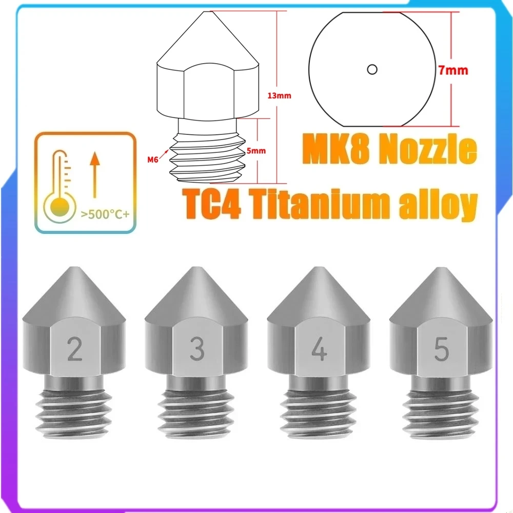 3D принтер TC4 титановый сплав MK8 насадка Reprap 1 75 мм 0 2/0 3/0 4/0 5 для Ender 3 CR10 два дерева Bluer