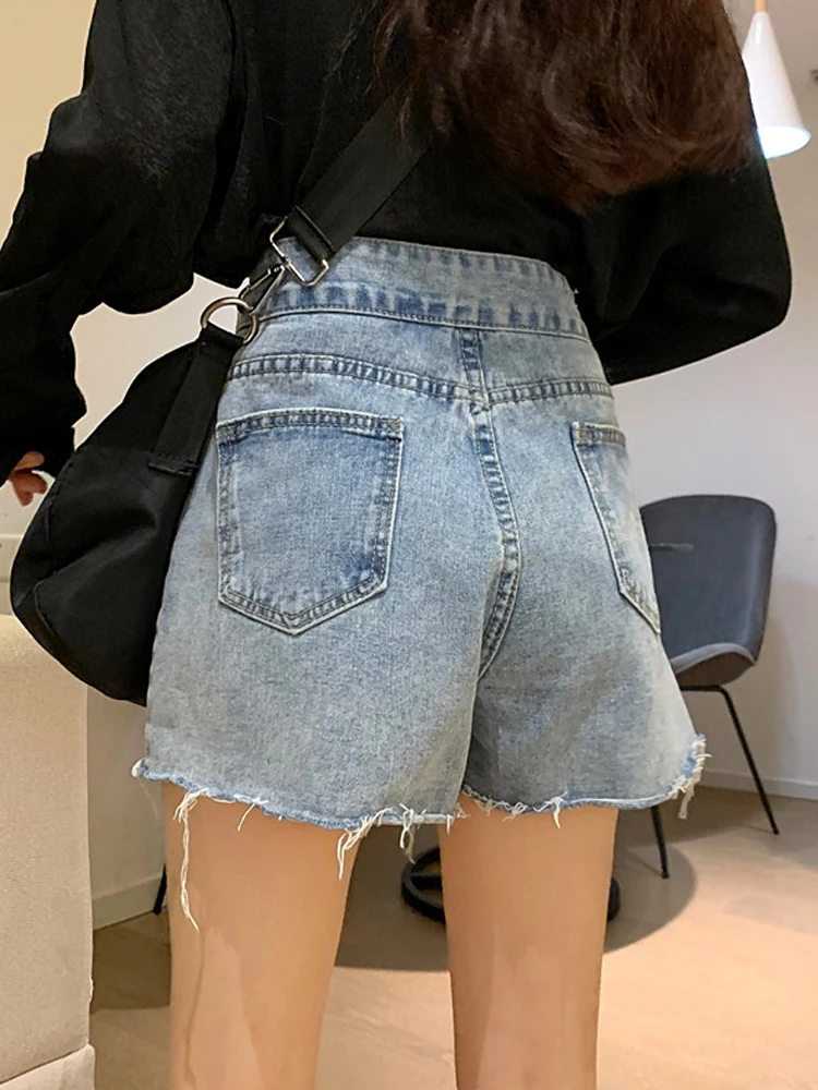 

Jeans women's summer 2021 new niche high waist with holes showing thin and loose wide leg pants