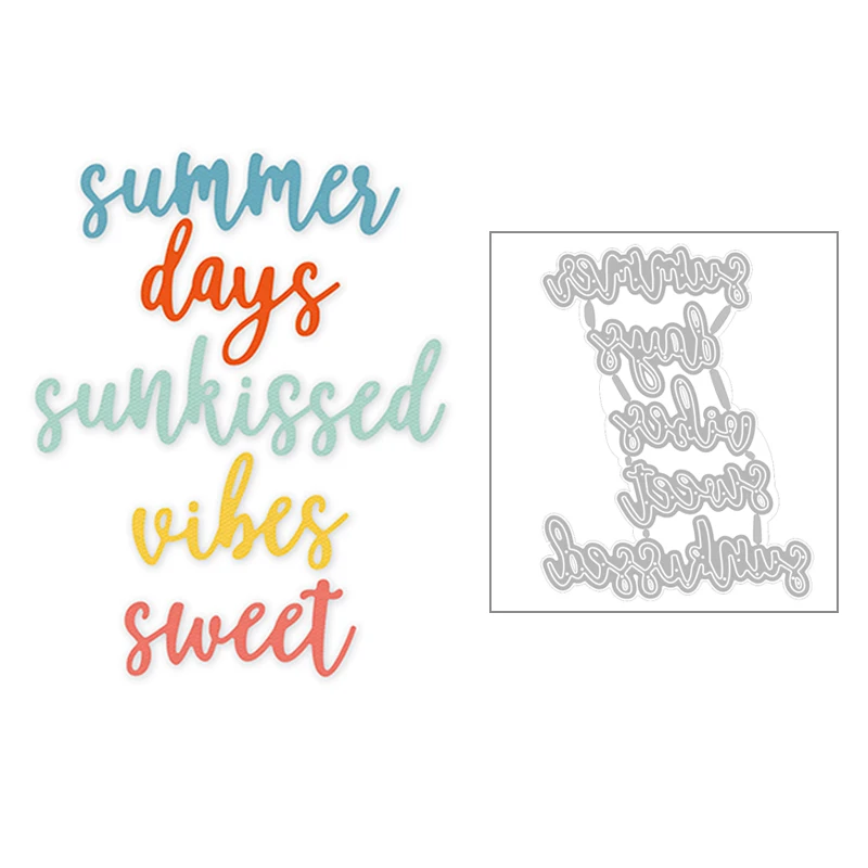 

2020 горячие новые буквы слова летние дни поцелованные сладкие металлические резные штампы фольга и Скрапбукинг для изготовления карт ремес...