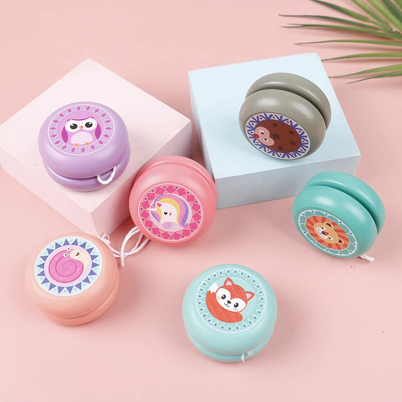 

1PC Children Yoyo Ball Cute Animal Prints Wooden Yoyo Toys Puzzle Nostalgic Toys Kids Yo-Yo Creative Yo Yo Toys For Children