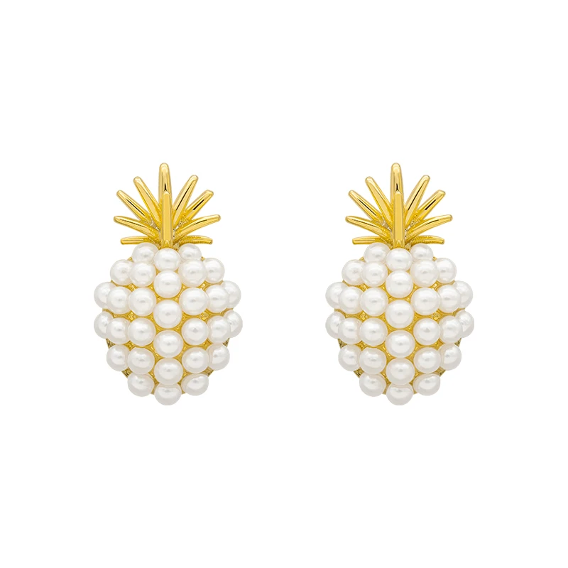 

Pineapple pearl earrings French retro high-quality earrings net red temperament female 2021 new wave earrings Prevent Allergy