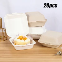 20pcs disposable pulp lunch box ins korean bento box bakery container fruit hamburger cake meal prep packaging food container