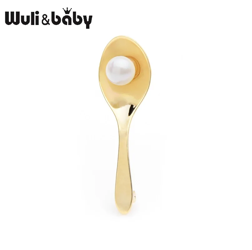 Wuli & baby маленькая ложка жемчужные конфеты Броши для женщин специальный дизайн