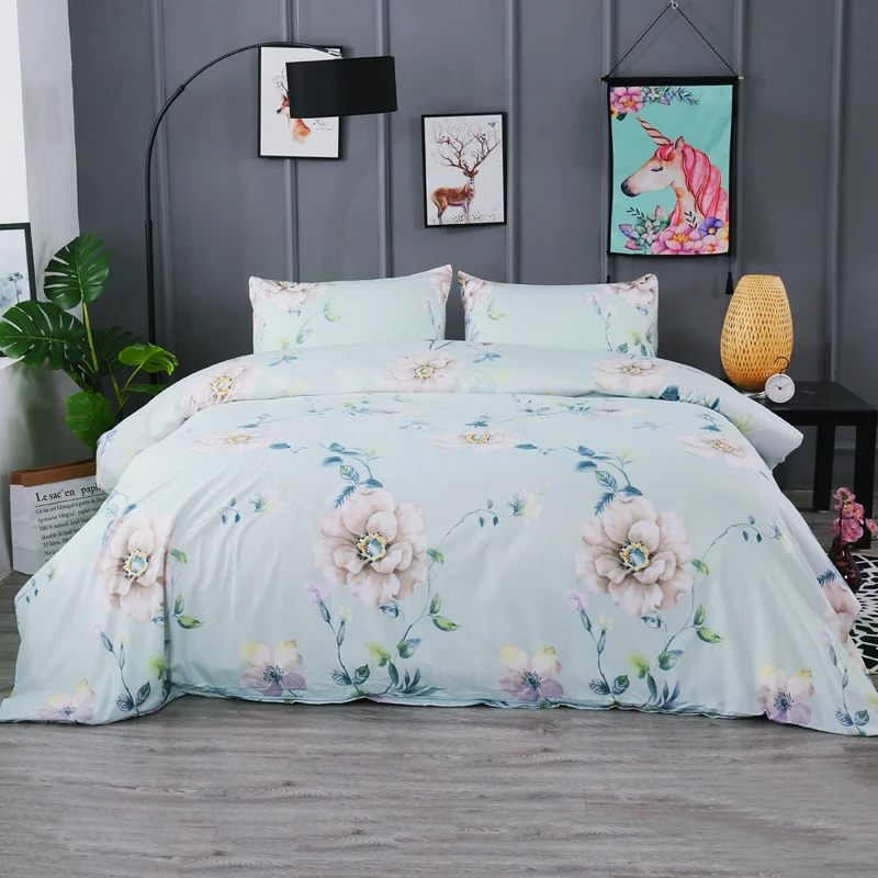 11 Styles Chrysanthemum Geometric Pillowcase + Quilt Cover Polyester Flower Brief Pillow Covers King Size Comforter Set | Дом и сад