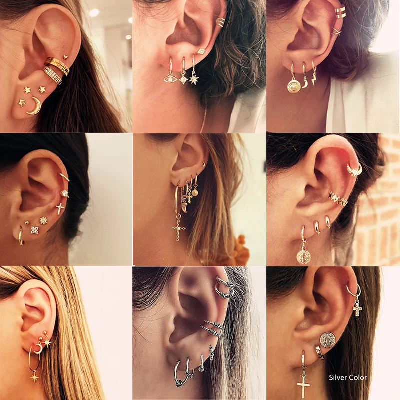 Женские винтажные сережки-подвески набор из сережек с золотыми кристаллами