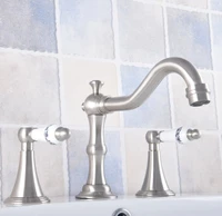 bathroom basin faucet brushed nickel bathroom basin mixer tap sink faucet double handles 3 hole bathroom basin faucet nnf684