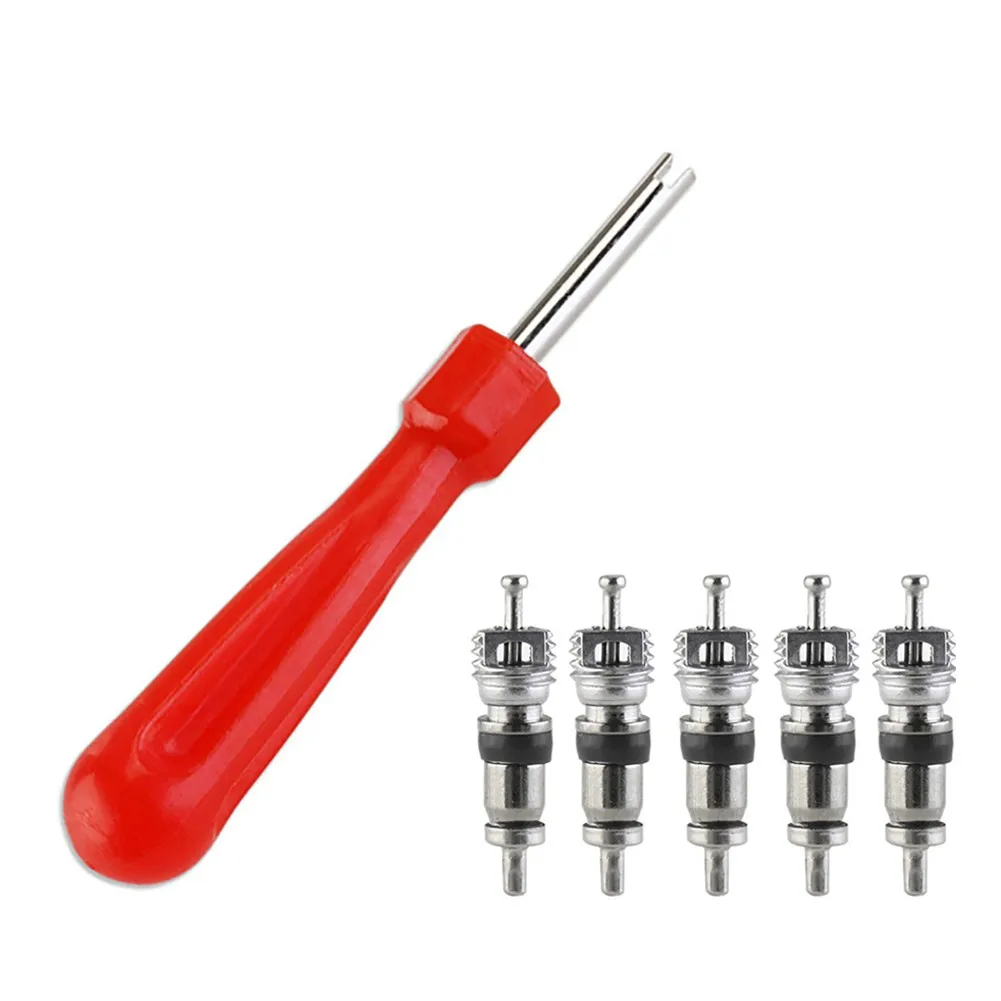 

Car Tire Valve Repair Tool Repair Kit And Extraction Tool With 5 Valve Cores Plastic And Stainless Steel For Car Accessories