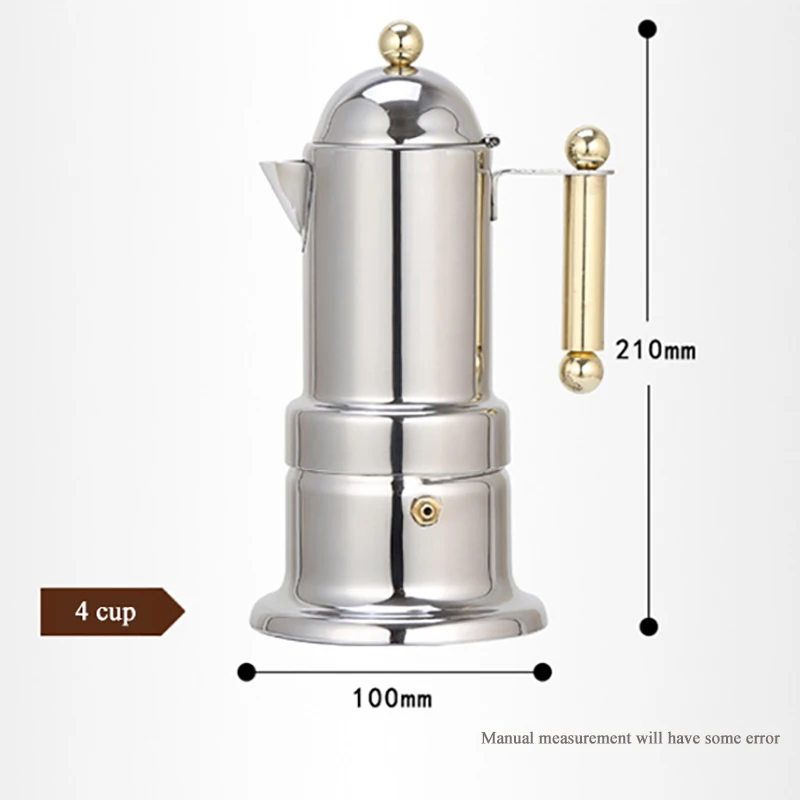 

ZK30 4Cup Coffee Maker Stainless Steel Coffee Pot Induction Cooker Heating Italian Moka Pot Household Hand Punch Pot Filter Cup