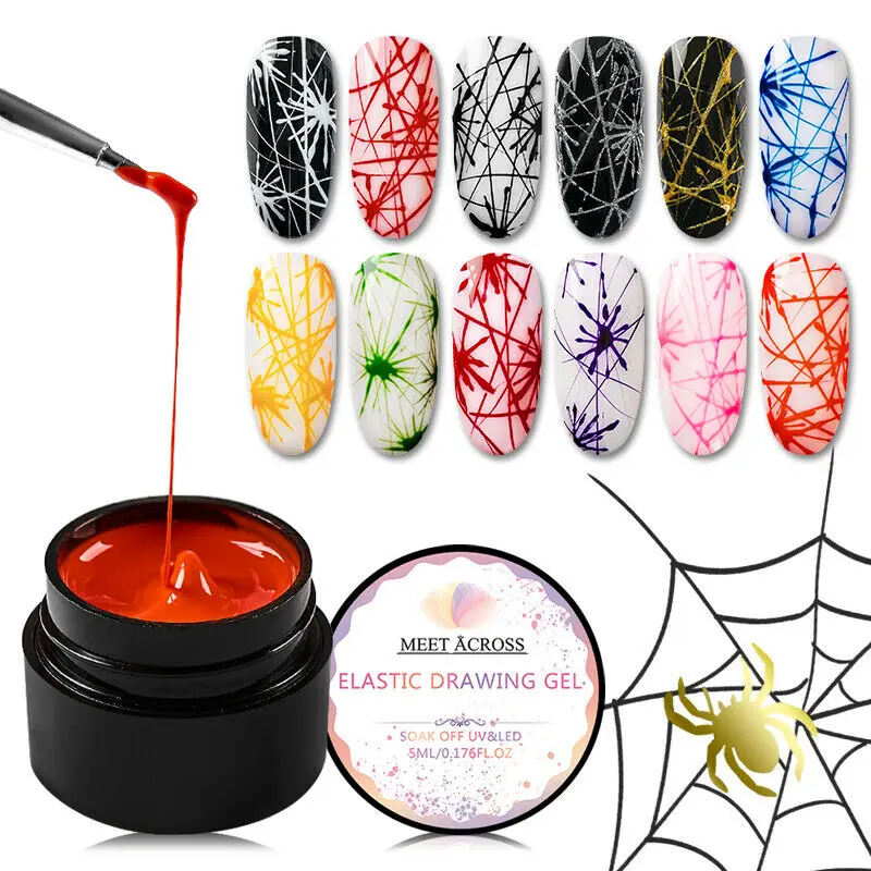 

12PCS/Set 5ml Spider Gel Creative Wire Drawing Nail Gel Lacquer Point To Line Pulling Silk Spider Gel Polish Painting Nail Tips